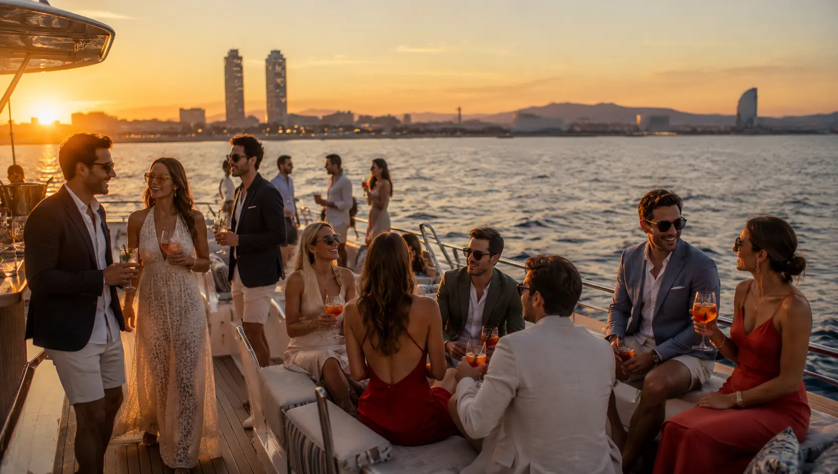 Private boat party Barcelona Mediterranean sea
